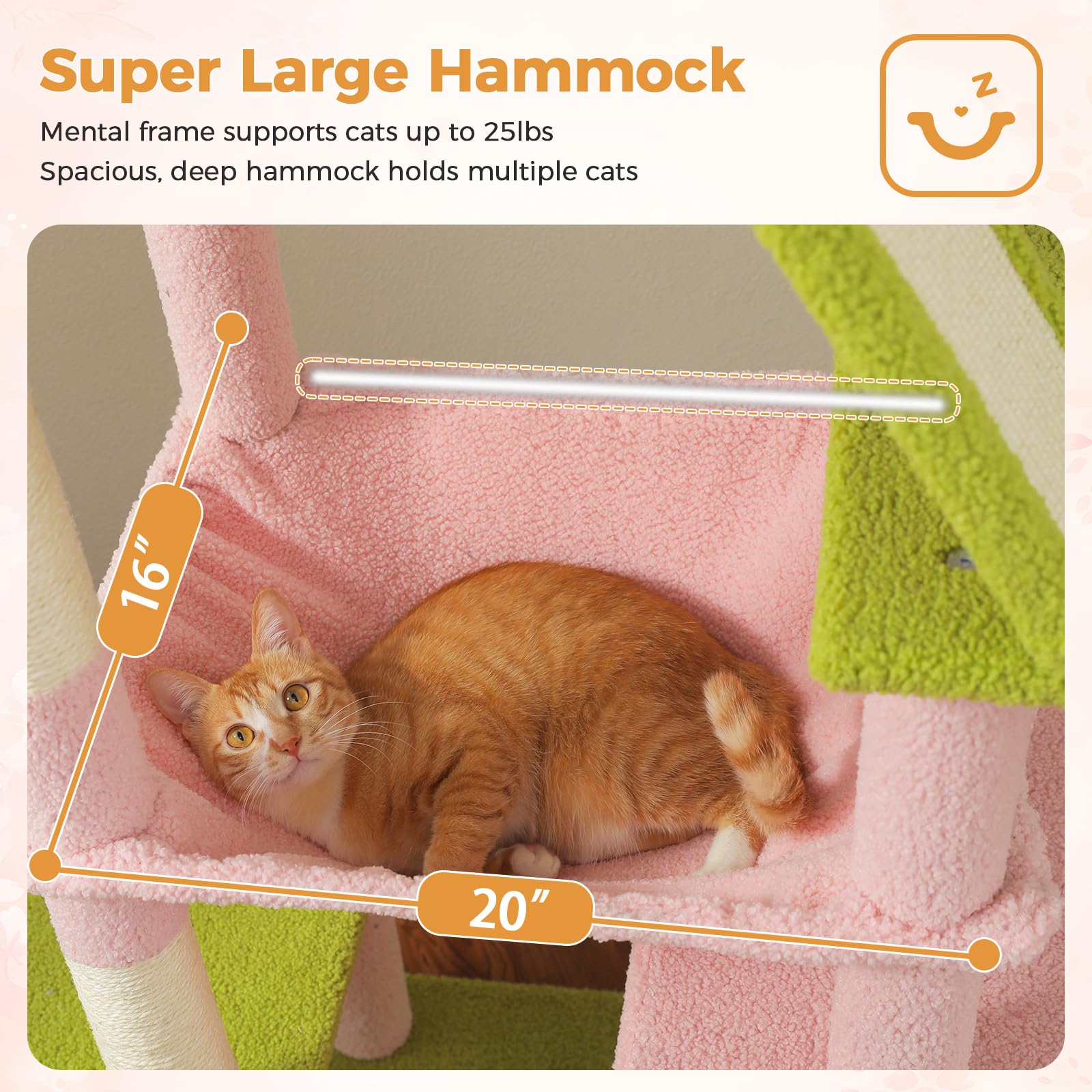 Uymi 71 Inch Tall Pink Cat Tree For Indoor Cats Large Adult, Multi-Level Cat Tower With Extra Large Hammock, 2 Cat Caves, Spacio